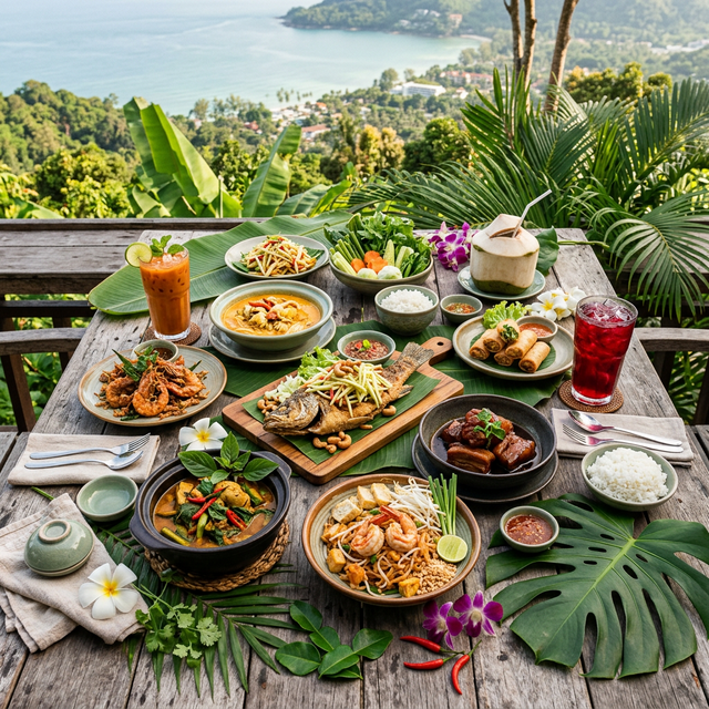 Tunk-ka Phuket food spread with local dishes